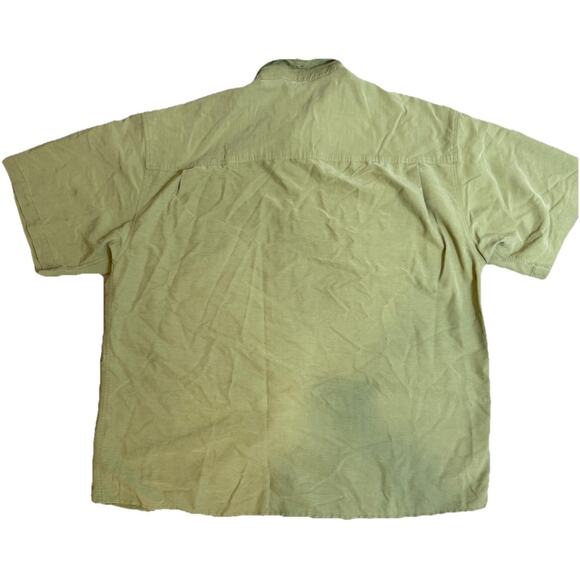 Men’s Bamboo cay Large Green Short Sleeve Button Up 2 Pocket Modal - Picture 4 of 6